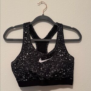 Nike Black & White Speckled Racerback Sports Bra